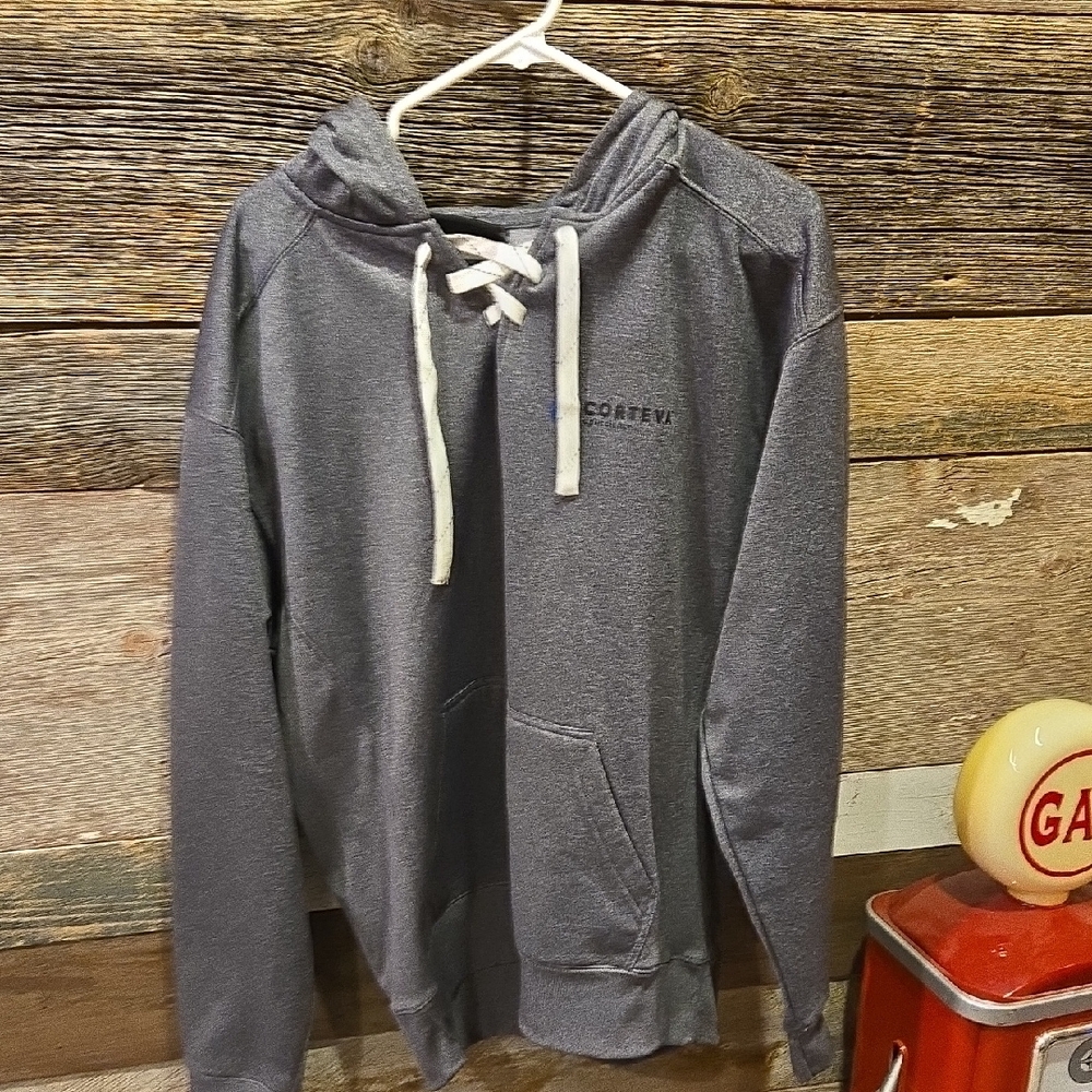 J. America Charcoal Lace-Up Hooded Pullover